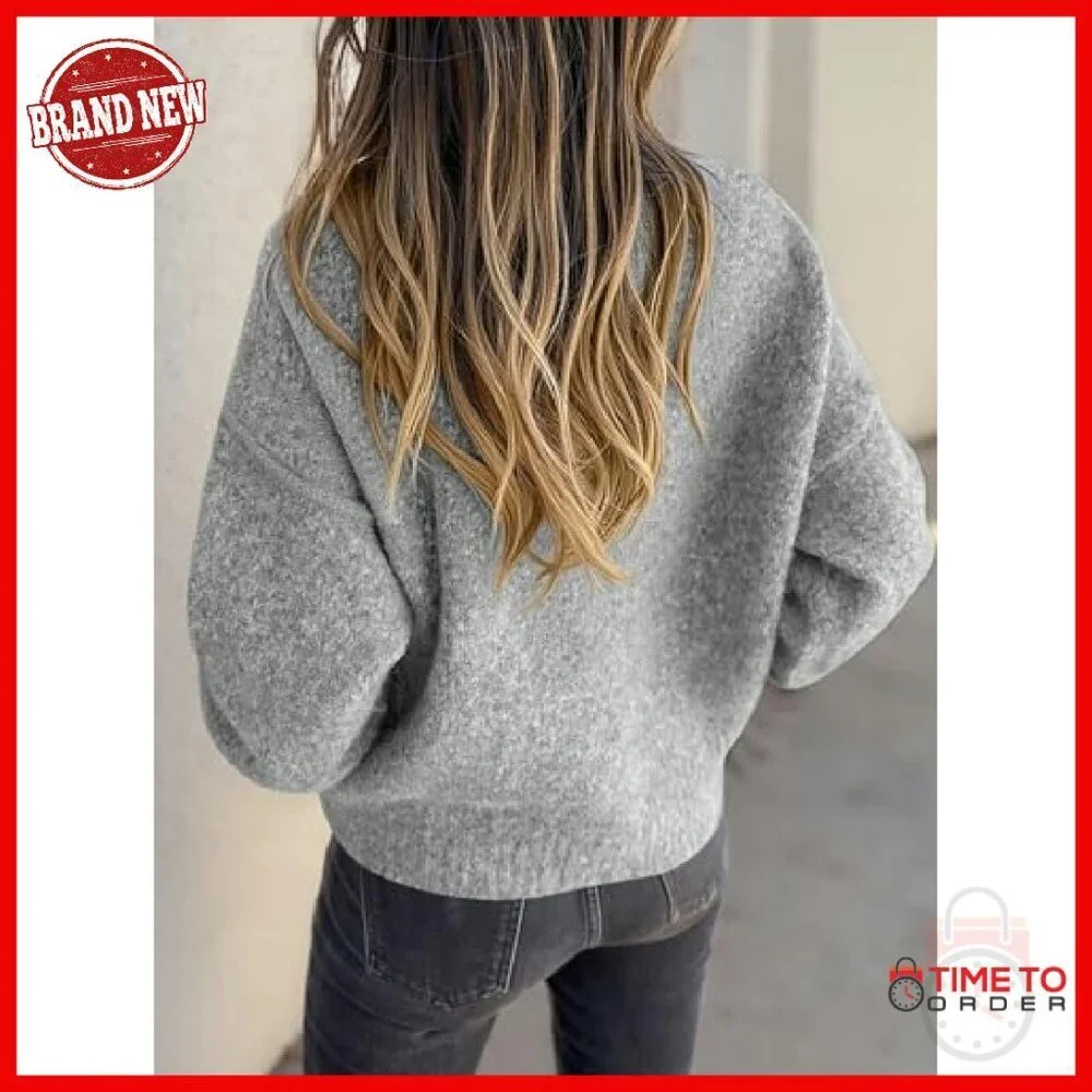 Oversized Chunky Knit Cardigan Sweater Women's Long Sleeve Button Down